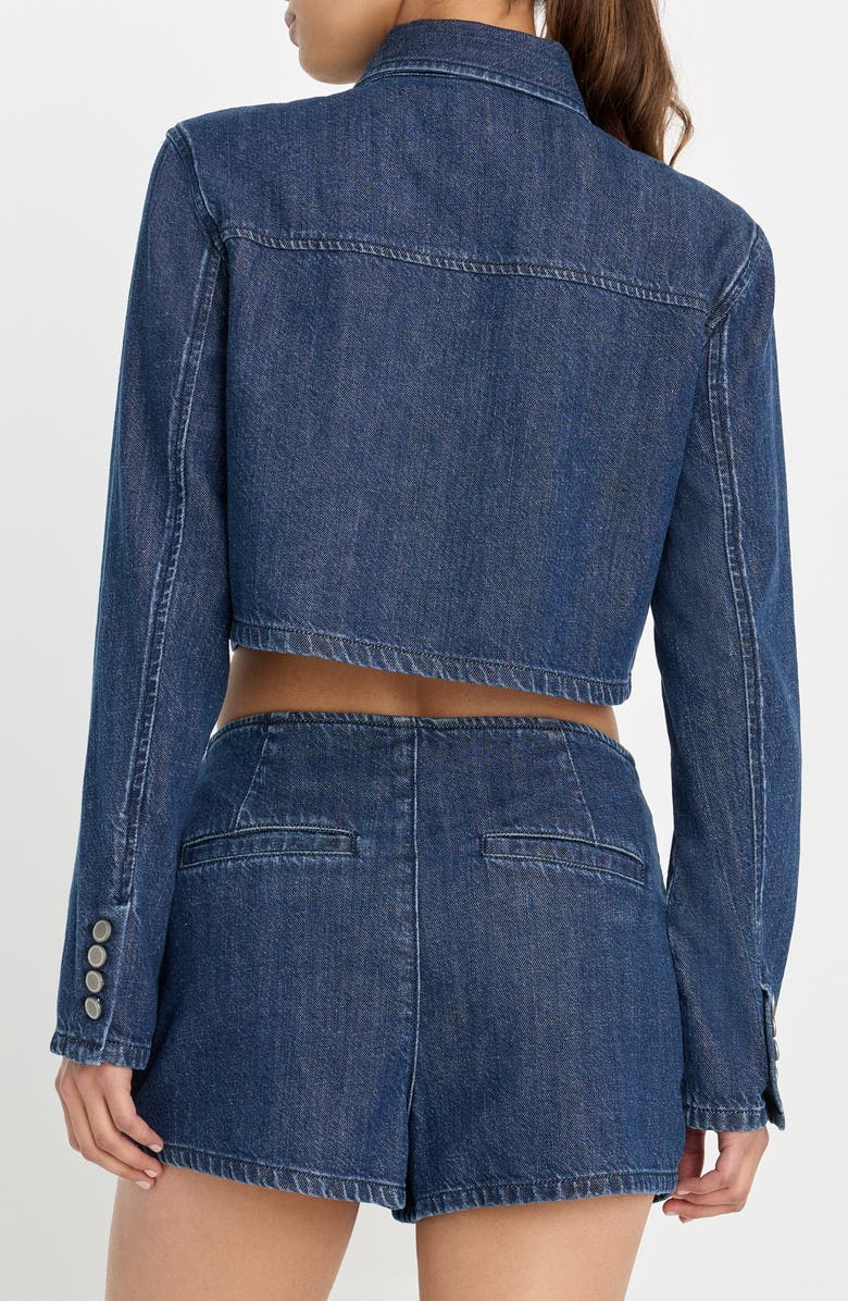 Good American Cropped Denim Jacket, Alternate, color, Indigo1187