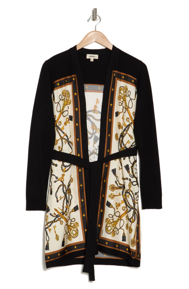 L'AGENCE Beverly Self Tie Longline Cardigan, Alternate, color, 