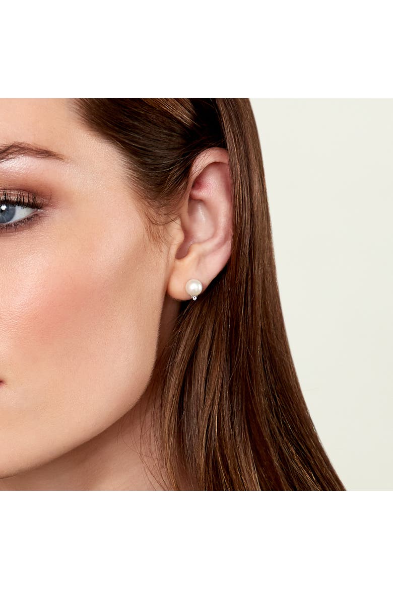Freshwater Pearl & Diamond Sasha Earrings, Alternate, color, White Gold