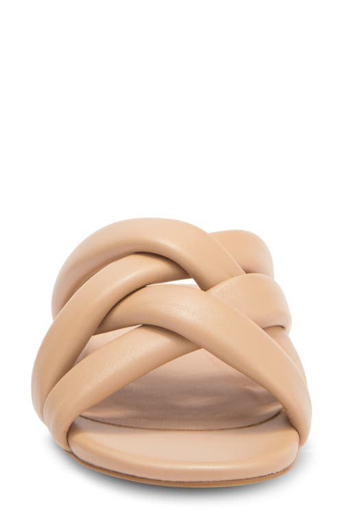 Stuart Weitzman Crossover Leather Slide In Golden Beige
