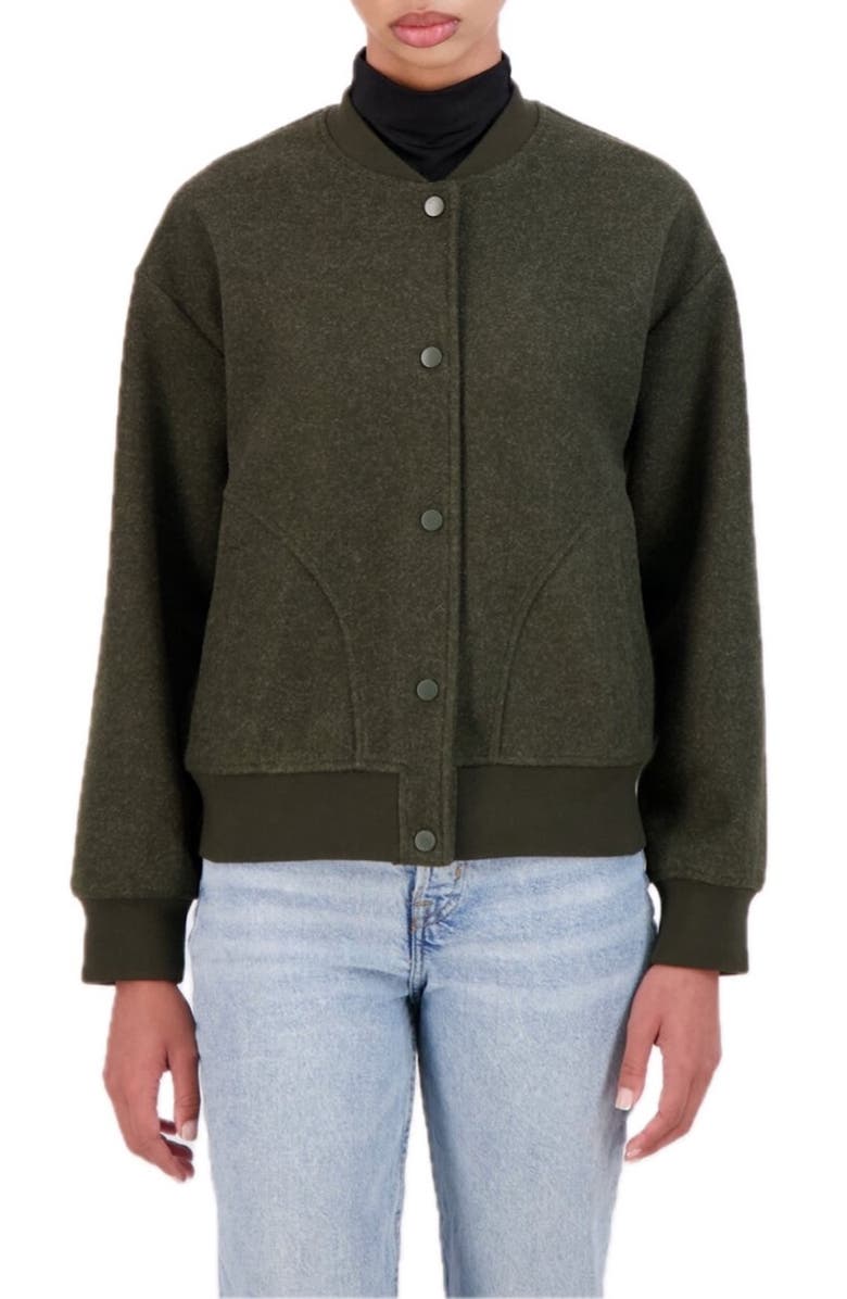 Ookie & Lala Faux Wool Bomber Jacket, Main, color, Military