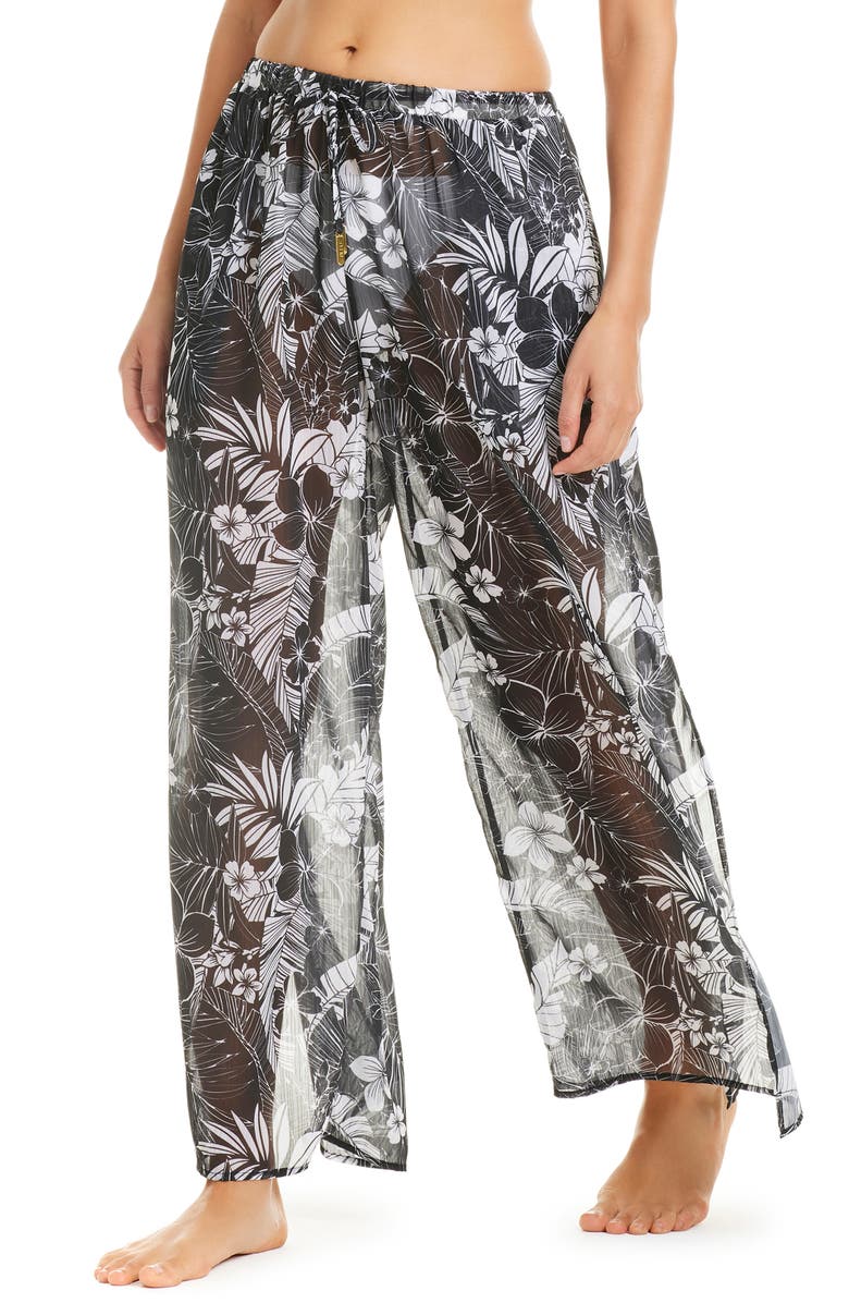 BLEU by Rod Beattie Slit Cover-Up Pants, Main, color, Black