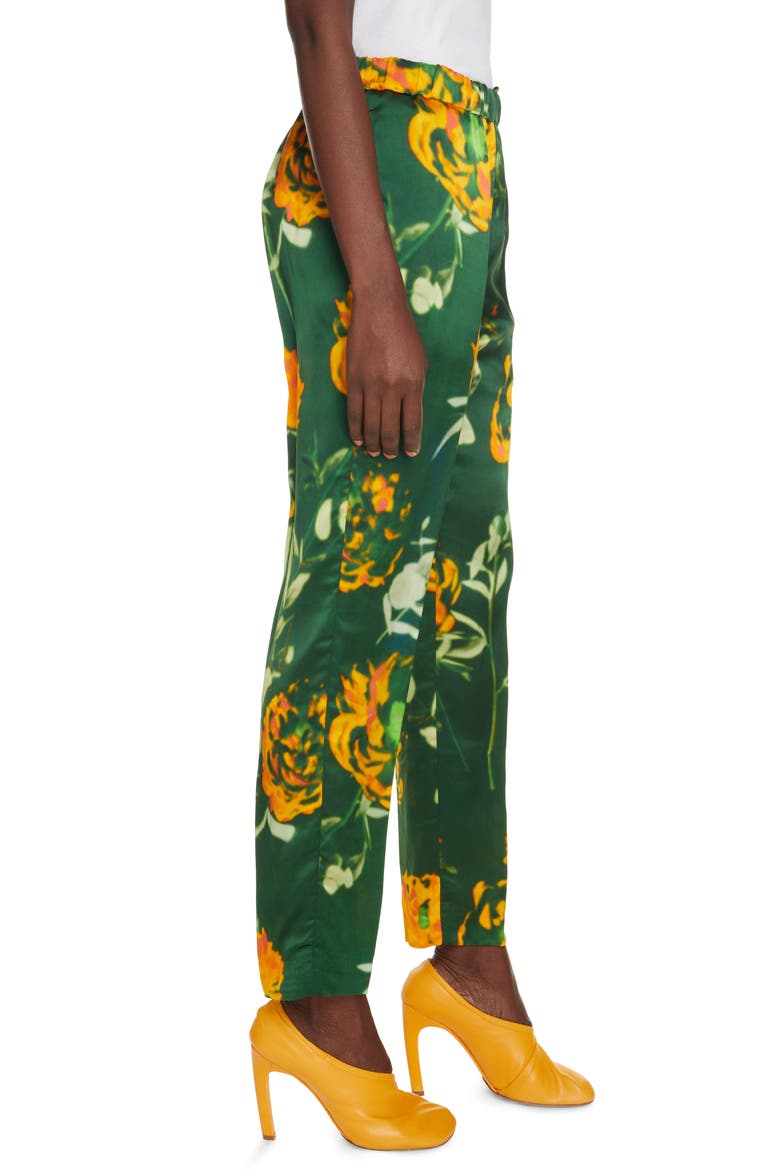 Palmira Floral Print Pull-On Pants, Alternate, color, BOTTLE