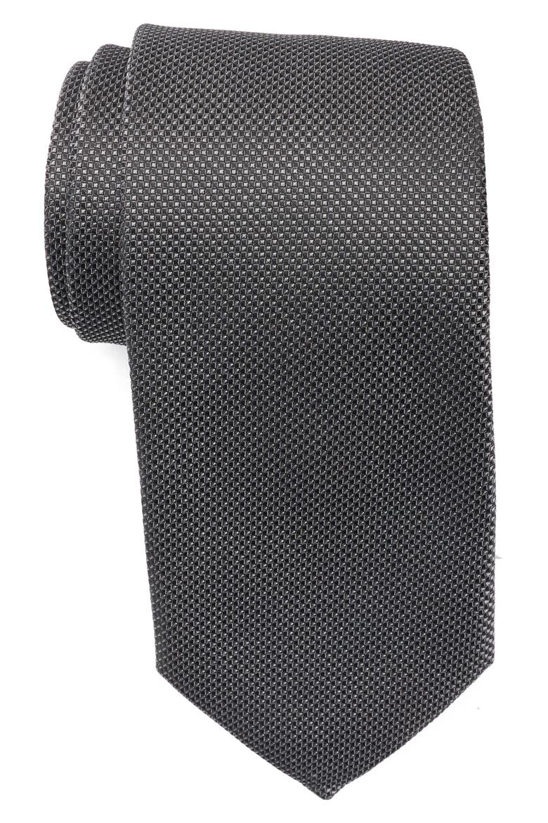 Neat Silk Blend Tie, Main, color, SILVER