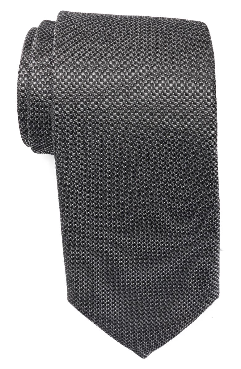 BOSS Neat Silk Blend Tie, Main, color, Silver