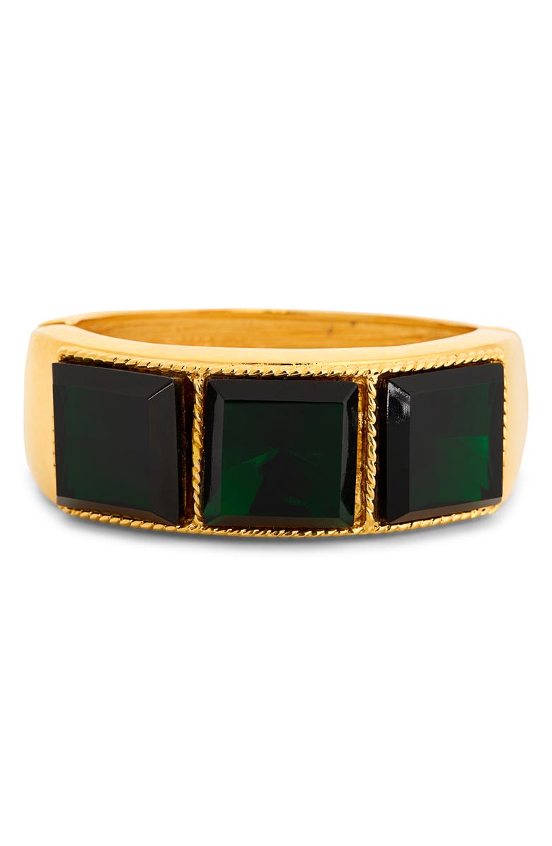 Kenneth Jay Lane Crystal Hinged Bangle Bracelet, Main, color, Polished Gold
