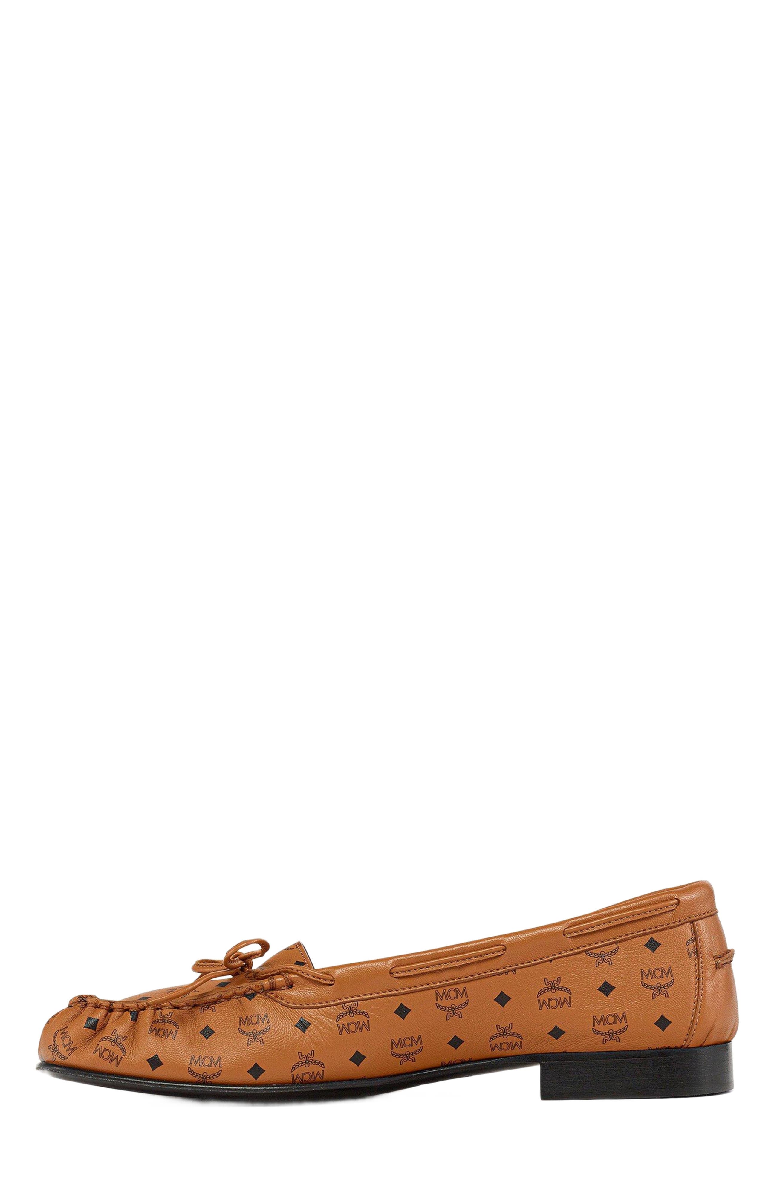 MCM Monogram Moccasin in Lamb Leather, Alternate, color, Cognac