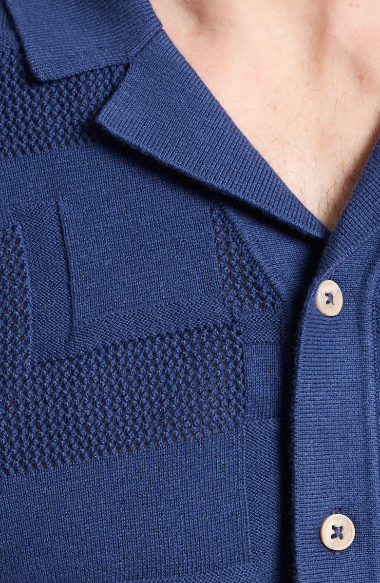 Robert Graham Drayford Short Sleeve Sweater, Alternate, color, Navy