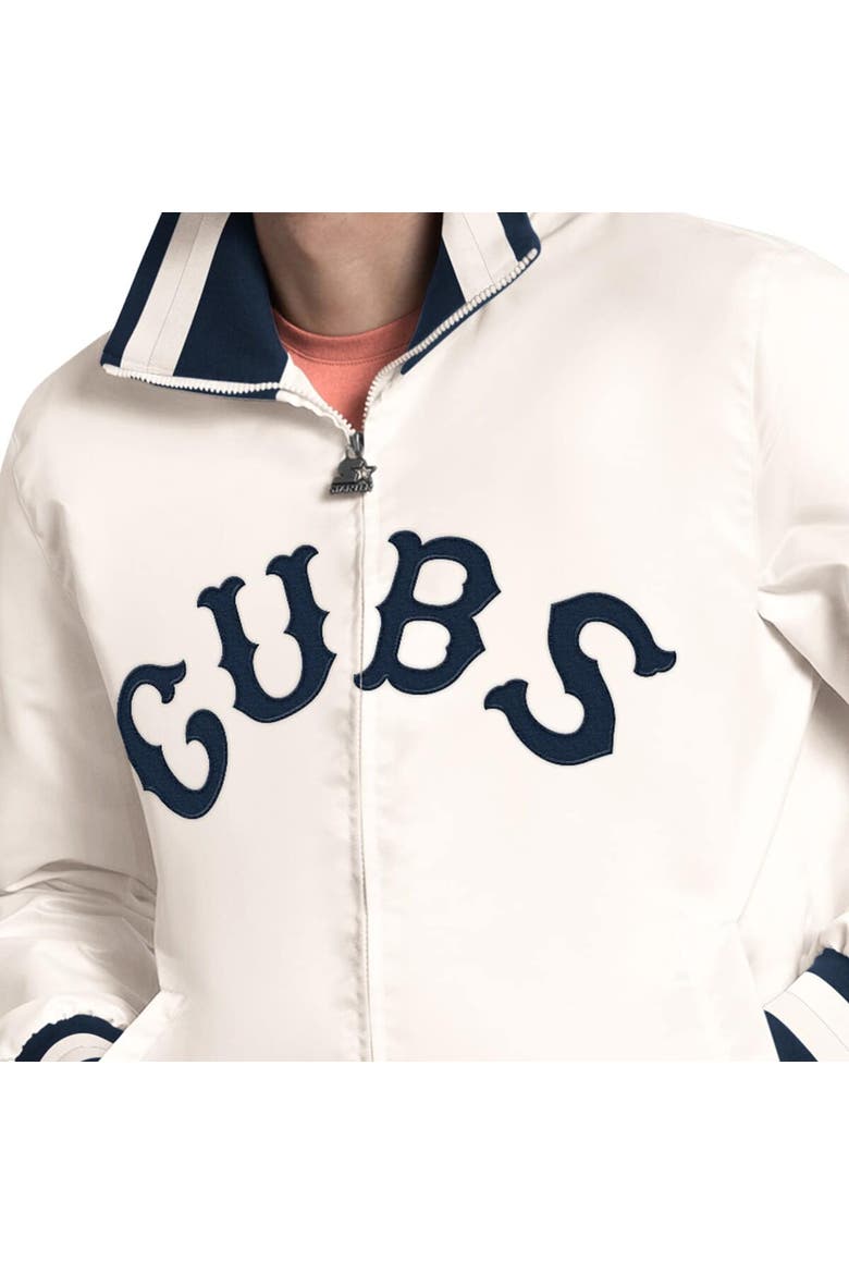 Men's Starter White Chicago Cubs The Captain Cooperstown Logo Full-Zip Varsity Jacket, Alternate, color, White