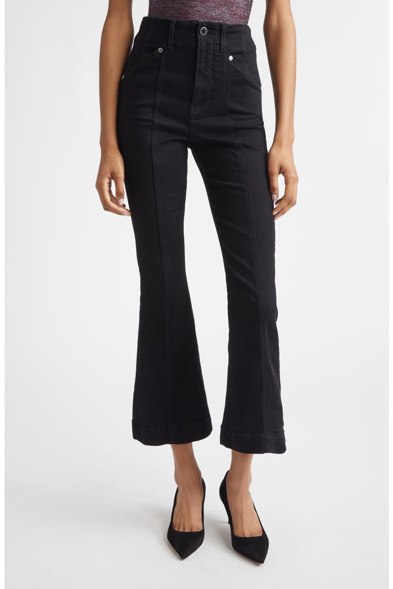 Carson Seamed High Waist Ankle Flare Jeans, Main, color, ONYX