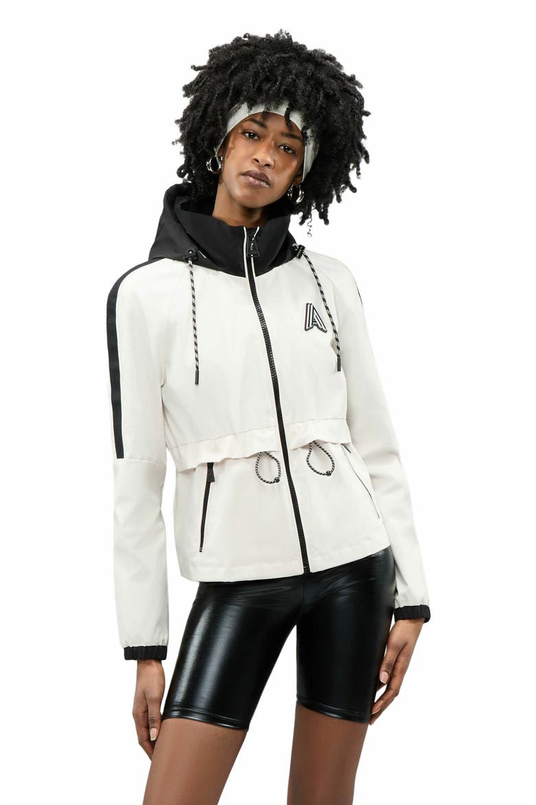 Women's Enneth Hooded Windbreaker with Adjustable waist, Main, color, Snow White
