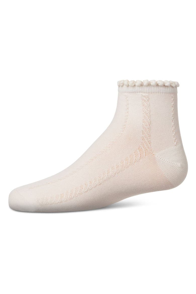 Kid's Rope Stitch Anklet Socks, Main, color, Winter White