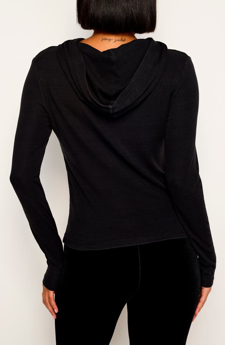 Good American Jeanius Rib Hoodie, Alternate, color, Black001