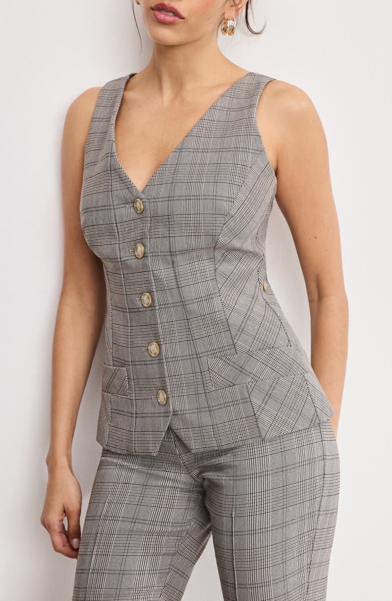 Good American Plaid Vest, Main, color, Glen Plaid001