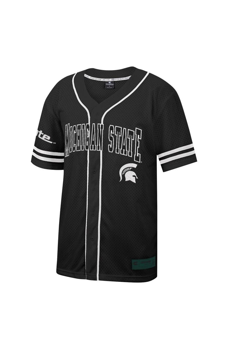 COLOSSEUM Men's Colosseum Black Michigan State Spartans Free Spirited Mesh Button-Up Baseball Jersey, Alternate, color, Black