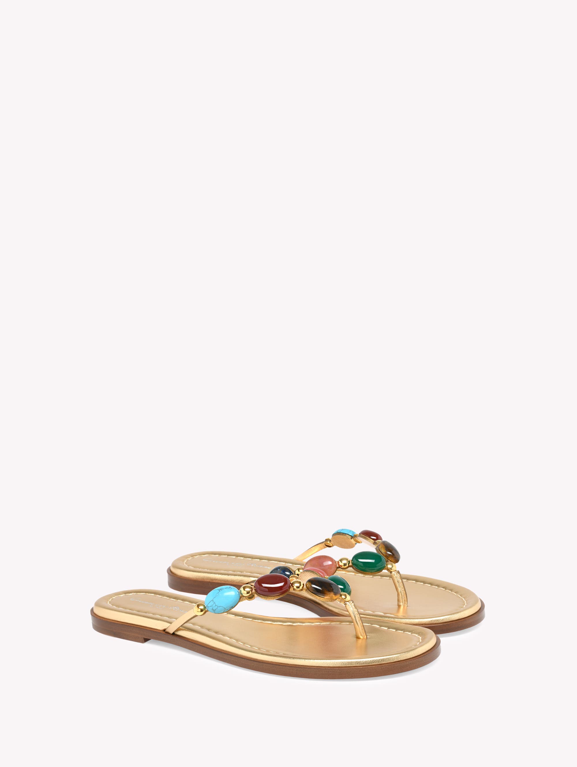 Gianvito Rossi Shanti Thong 05 Sandals, Alternate, color, Gold Suede