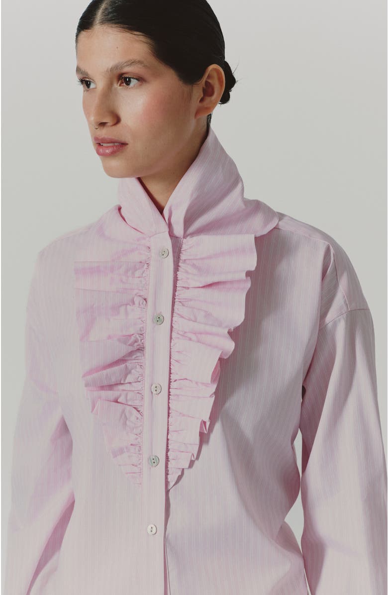 De Loreta Laurel Long Sleeve Button-Up Cotton Shirt, Alternate, color, Mil Rayas Rosa Print