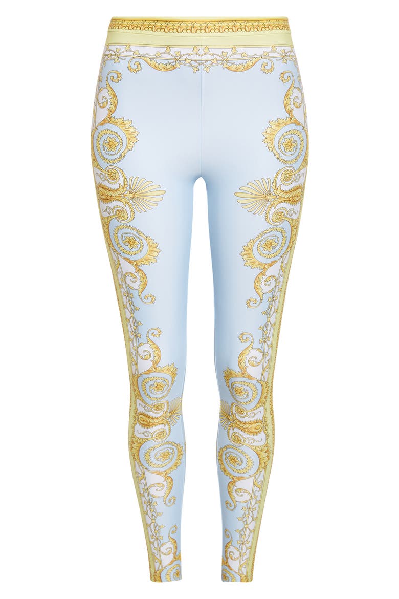Barocco Print Leggings, Alternate, color, PALE YELLOW PASTEL BLUE