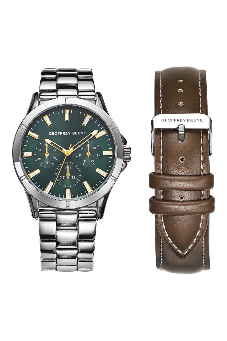 Exchange Quartz Bracelet Watch, 41mm with Leather Strap, Main, color, SILVER
