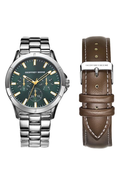 Exchange Quartz Bracelet Watch, 41mm with Leather Strap