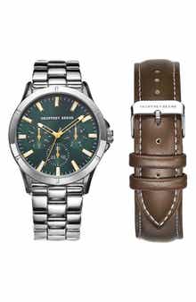 GEOFFREY BEENE Exchange Quartz Bracelet Watch, 41mm with Leather Strap