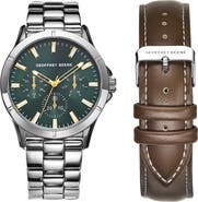 GEOFFREY BEENE Exchange Quartz Bracelet Watch, 41mm with Leather Strap