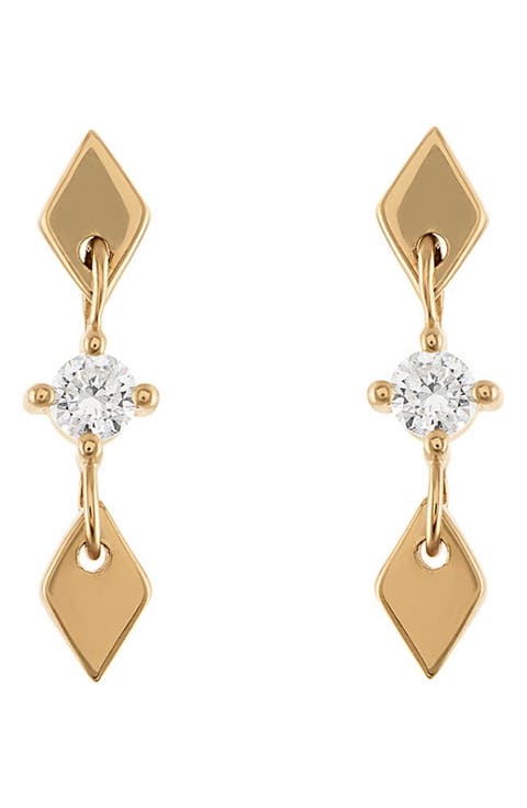 Shine 14k Gold Diamond Drop Earrings