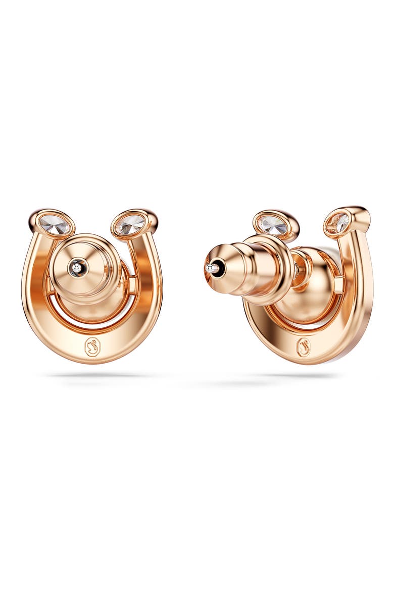 Symbolica Swarovski Faux Pearl Horseshoe Stud Earrings, Alternate, color, ROSE GOLD/ WHITE