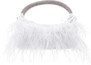Nina Crystal Handle Feather Clutch