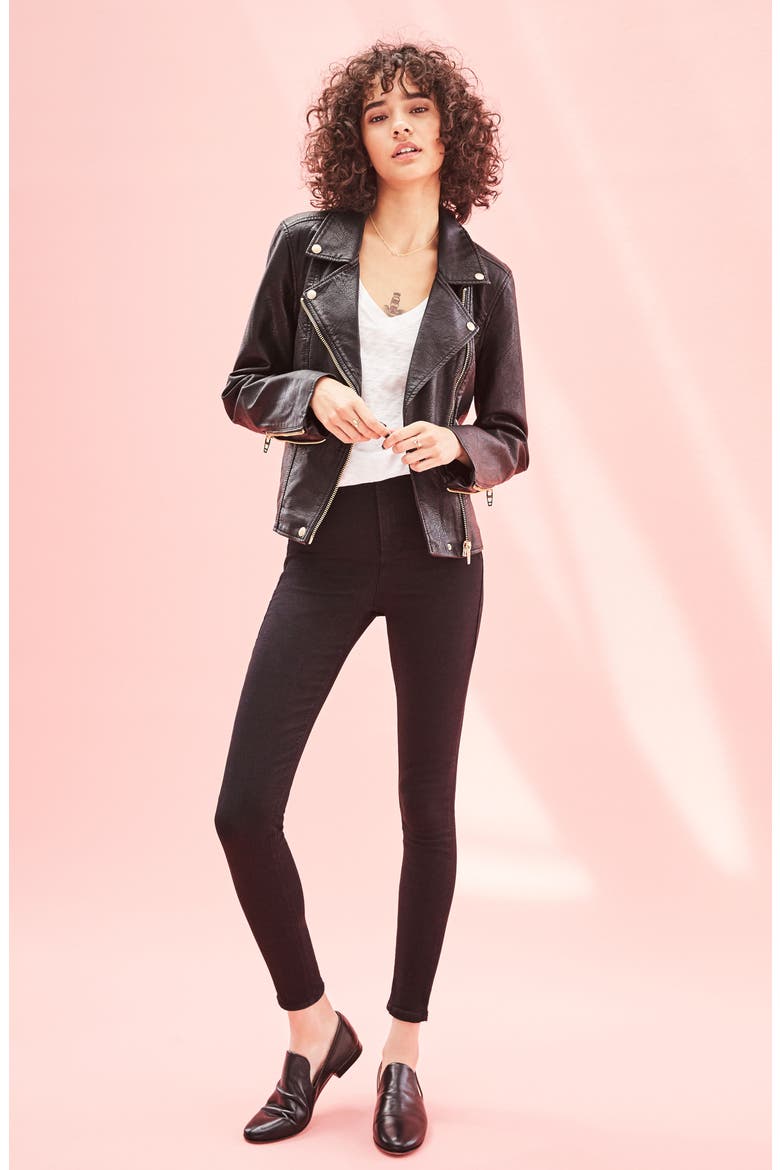 Life Changer Moto Jacket, Alternate, color, BLUSH W/ GOLD TRIM