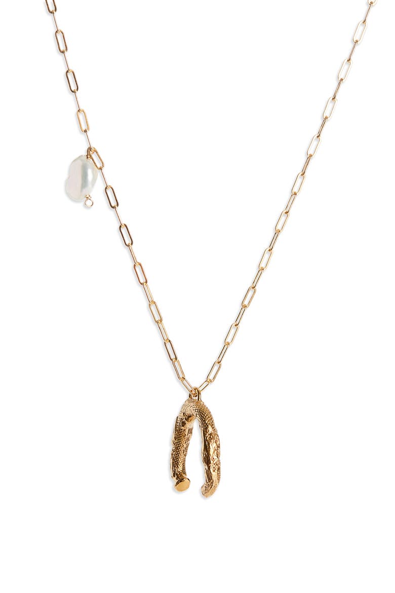 Flashback River & Baroque Pearl Necklace, Main, color, GOLD