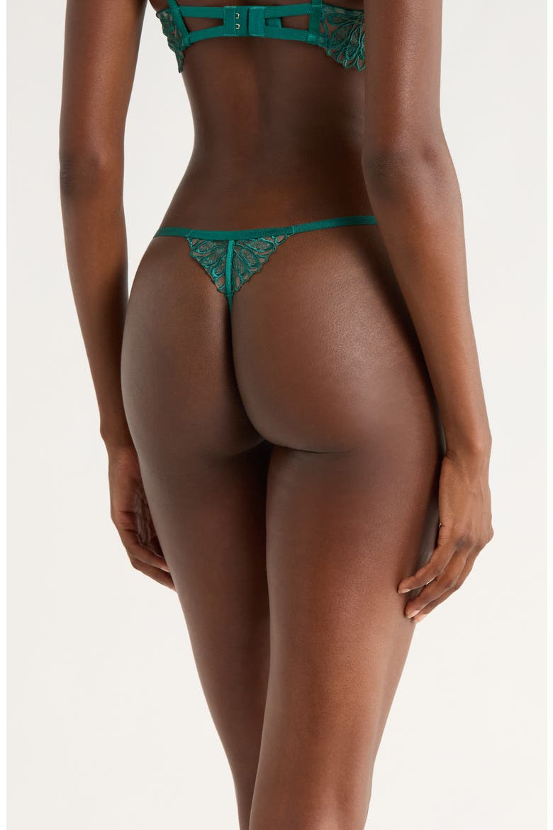 Amaris Embroidered Satin & Tulle Thong, Alternate, color, AVENTURINE GREEN/ SHEER