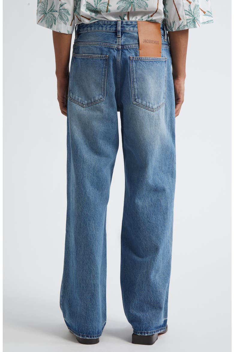 Le De-Nîmes Large Straight Leg Jeans, Alternate, color, BLUE/ TABAC