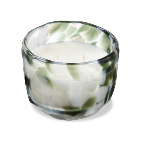 Magnolia Musk Soy Candle in Green Confetti Glass Container