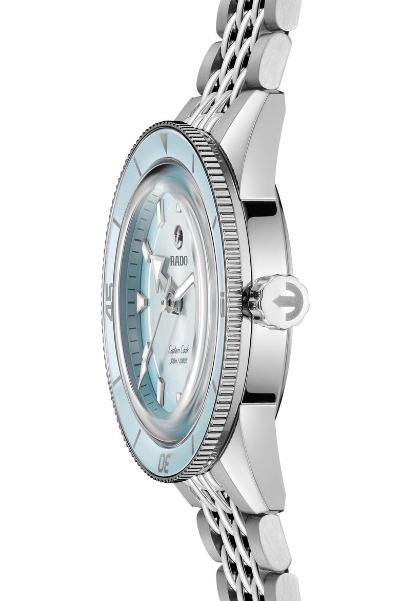 Captain Cook Automatic Bracelet Watch, 39mm, Alternate, color, LIGHT BLUE