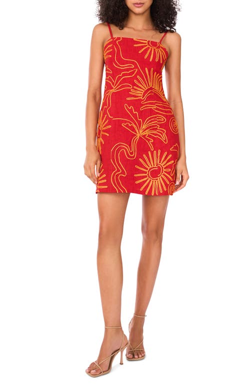Parker The Trina Soutache Embroidered Linen Minidress In Red