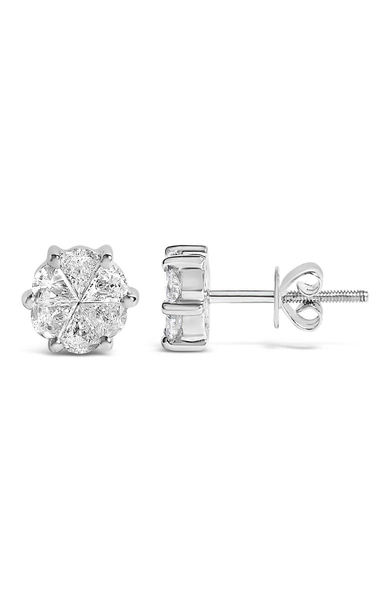 Haus of Brilliance 14K White Gold 1.00 Cttw Pie Cut Diamond Solitaire Style Stud Earring, Alternate, color, White