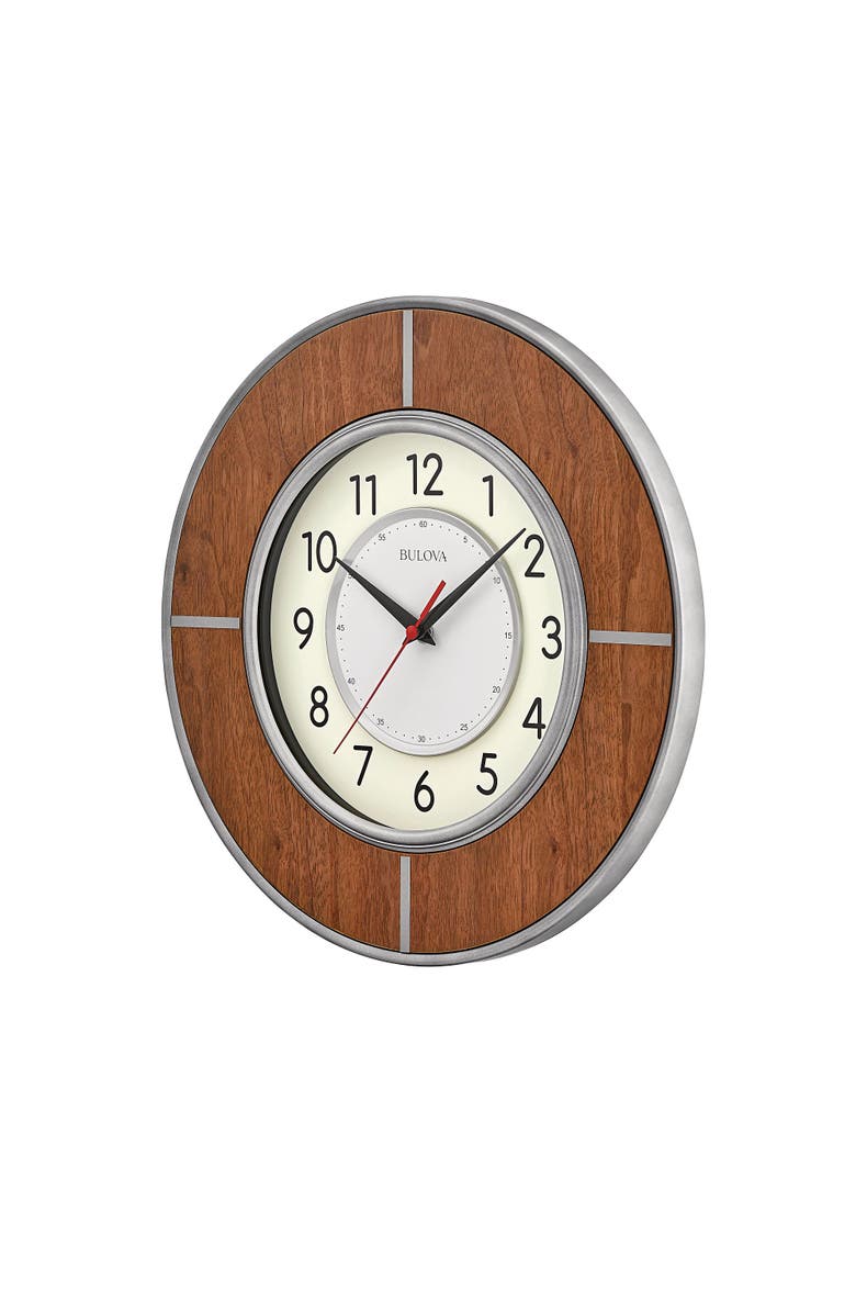 Bulova Clocks Contempo Modern Metal Wall Clock, Alternate, color, Brown