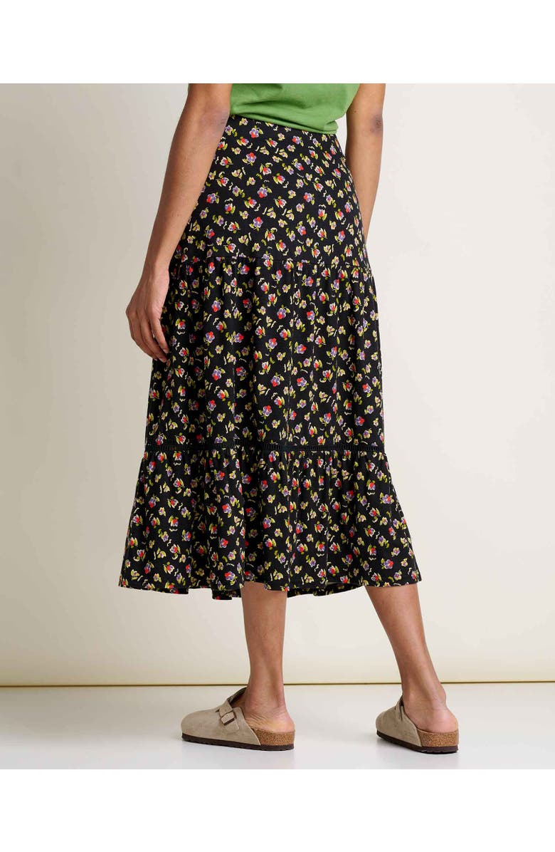 Toad & Co Marigold Tiered Midi Skirt, Alternate, color, Black Pansy Print