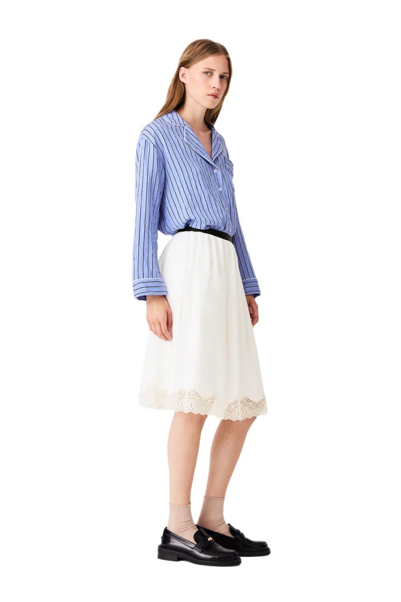 Mid-length cotton and lace skirt, Alternate, color, White