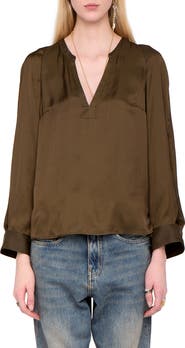 Zadig & Voltaire Torny Satin Split Neck Top
