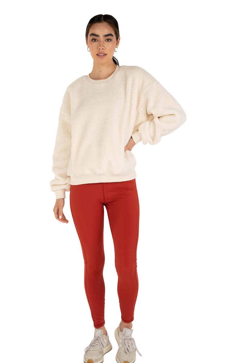 Rebody Active Teddy Micro Fleece Lined Sweatshirt, Alternate, color, Bone