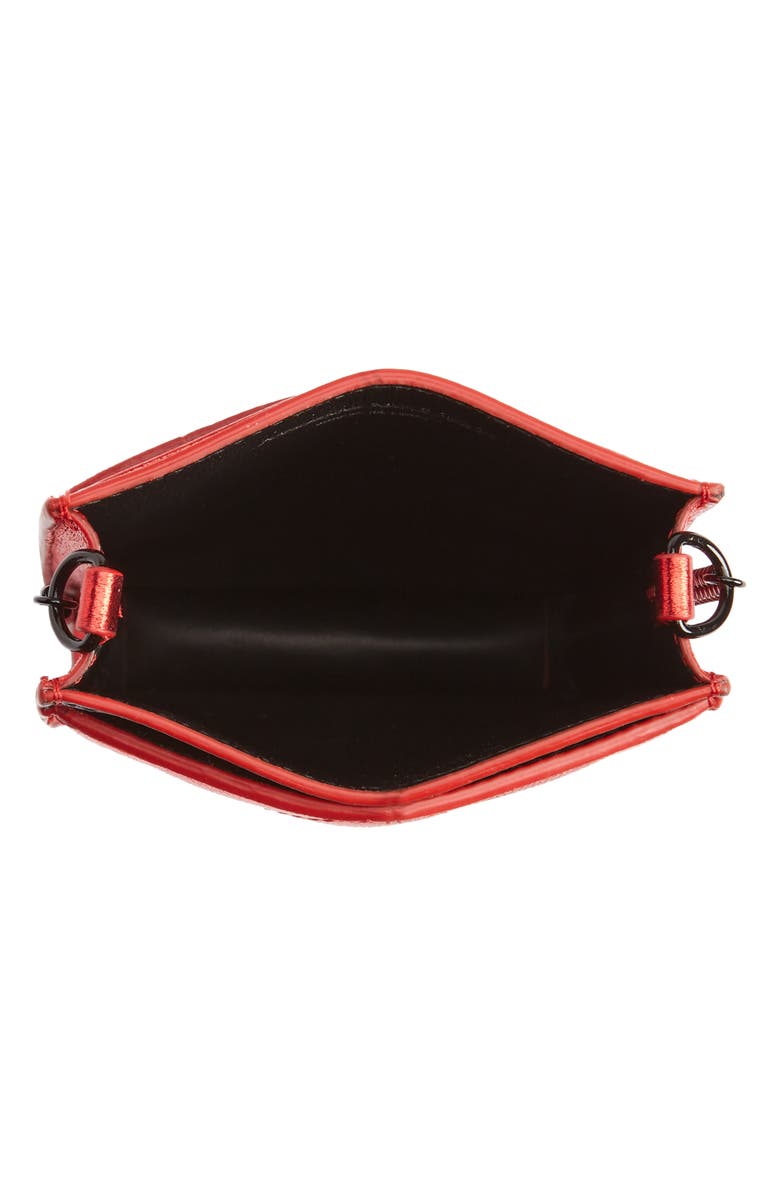 McQueen Alexander McQueen Skull Quilted Metallic Leather Crossbody Phone Case, Alternate, color,