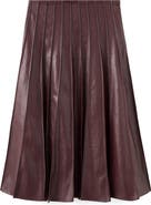 MANGO Dalia Pleated Faux Leather Midi Skirt
