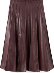 MANGO Dalia Pleated Faux Leather Midi Skirt