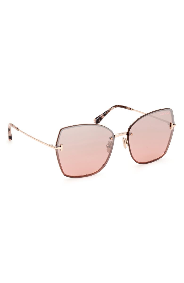 TOM FORD Nickie 62mm Oversize Gradient Butterfly Sunglasses, Alternate, color, Rose Gold Havana / Pink