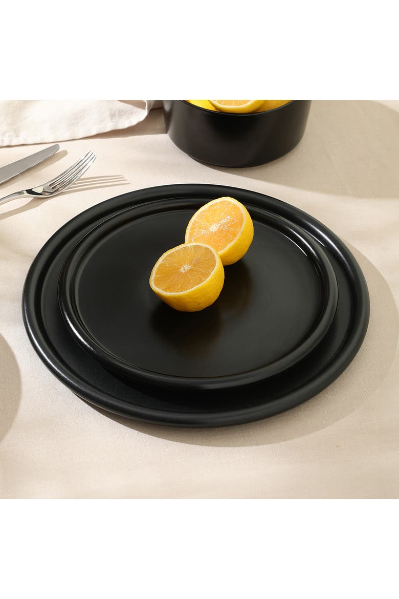 Eden Stoneware 4-Piece Dinner Plate Set, Alternate, color, Black