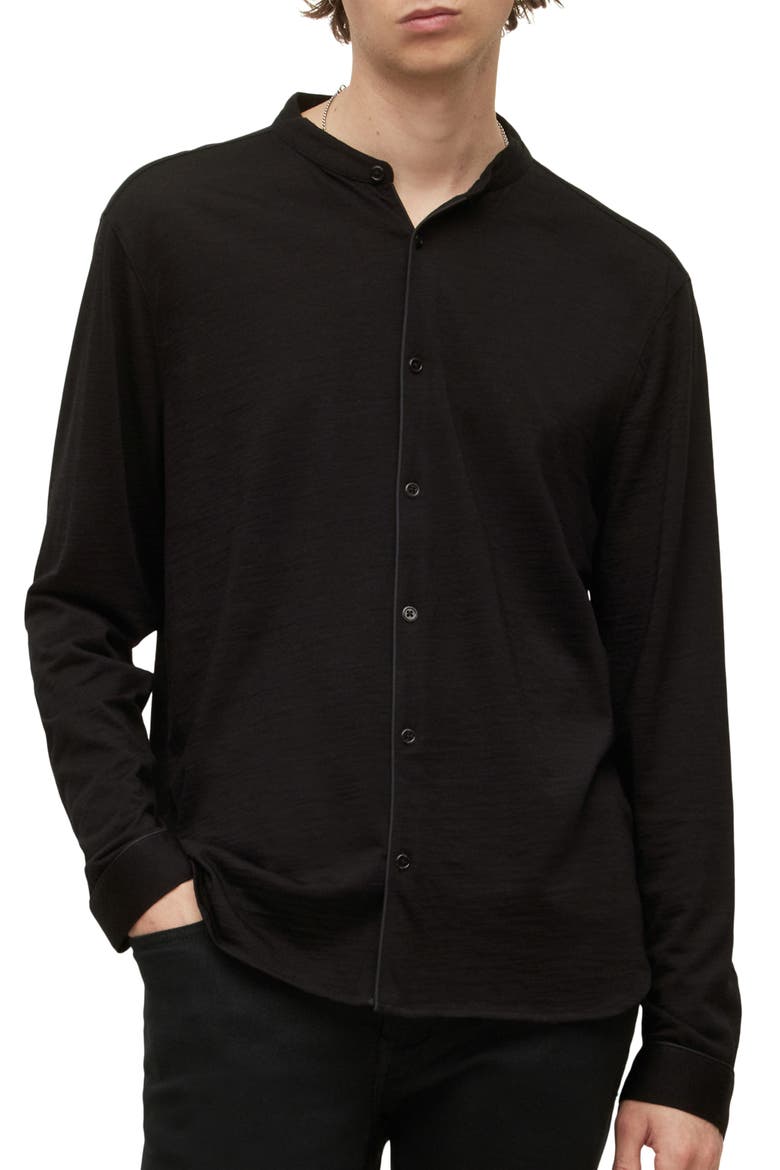 Fulton Regular Fit Wool Button-Up Shirt, Main, color, BLACK