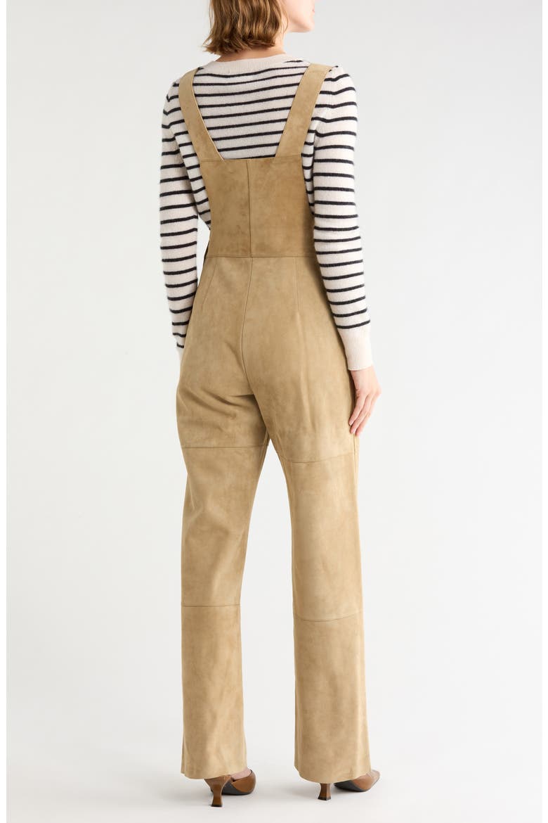 Leather Wide Leg Overalls, Alternate, color, KHAKI