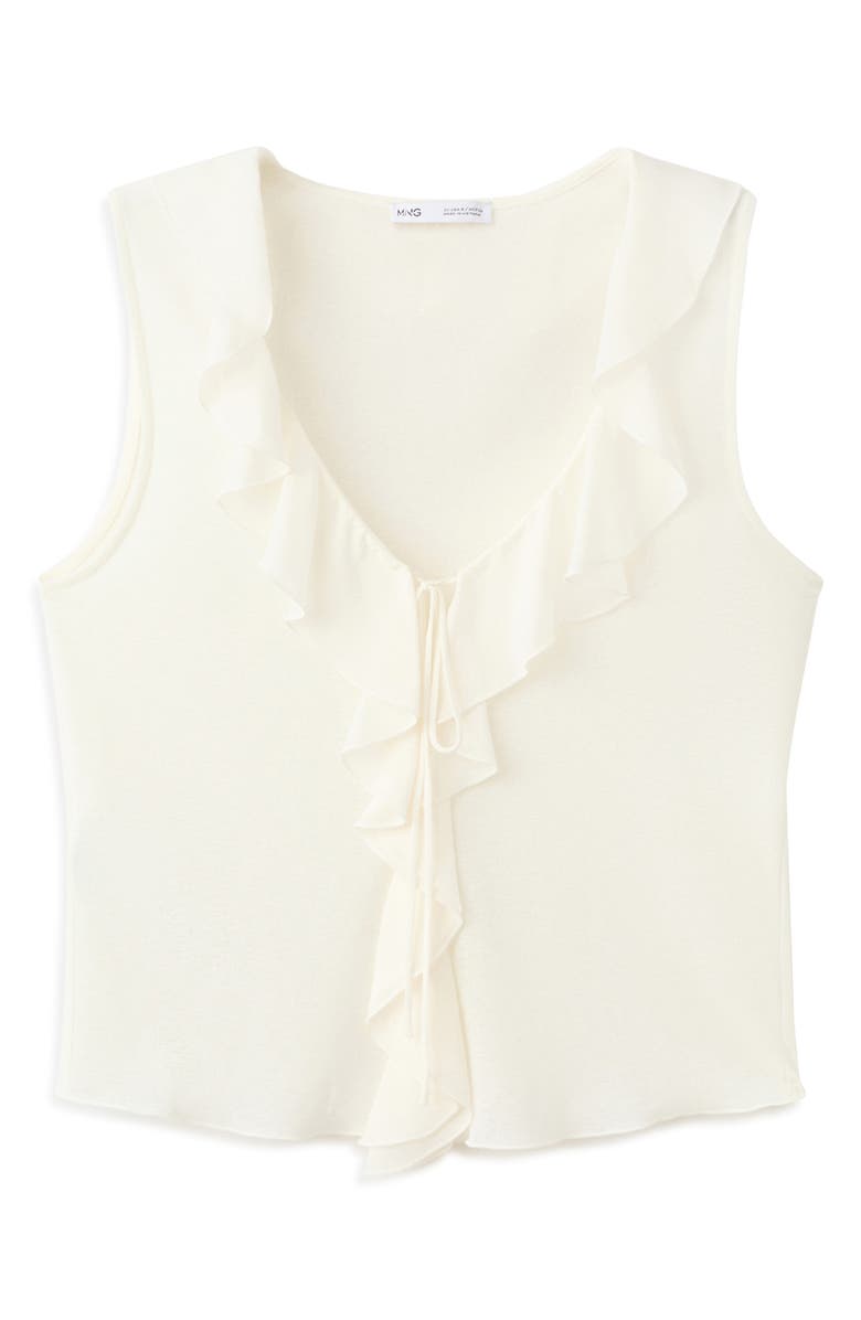MANGO Ruffle Detail V-Neck Top, Alternate, color, 